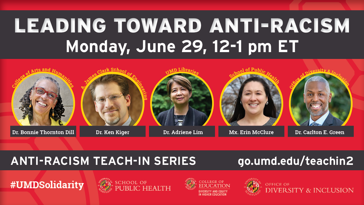 Leading Toward Anti-Racism event flyer with portraits of the speakers