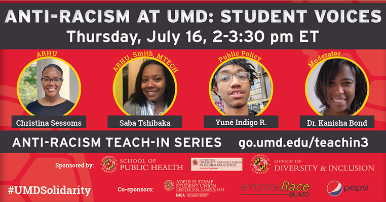 Anti-Racism student event flyer with portraits of the speakers